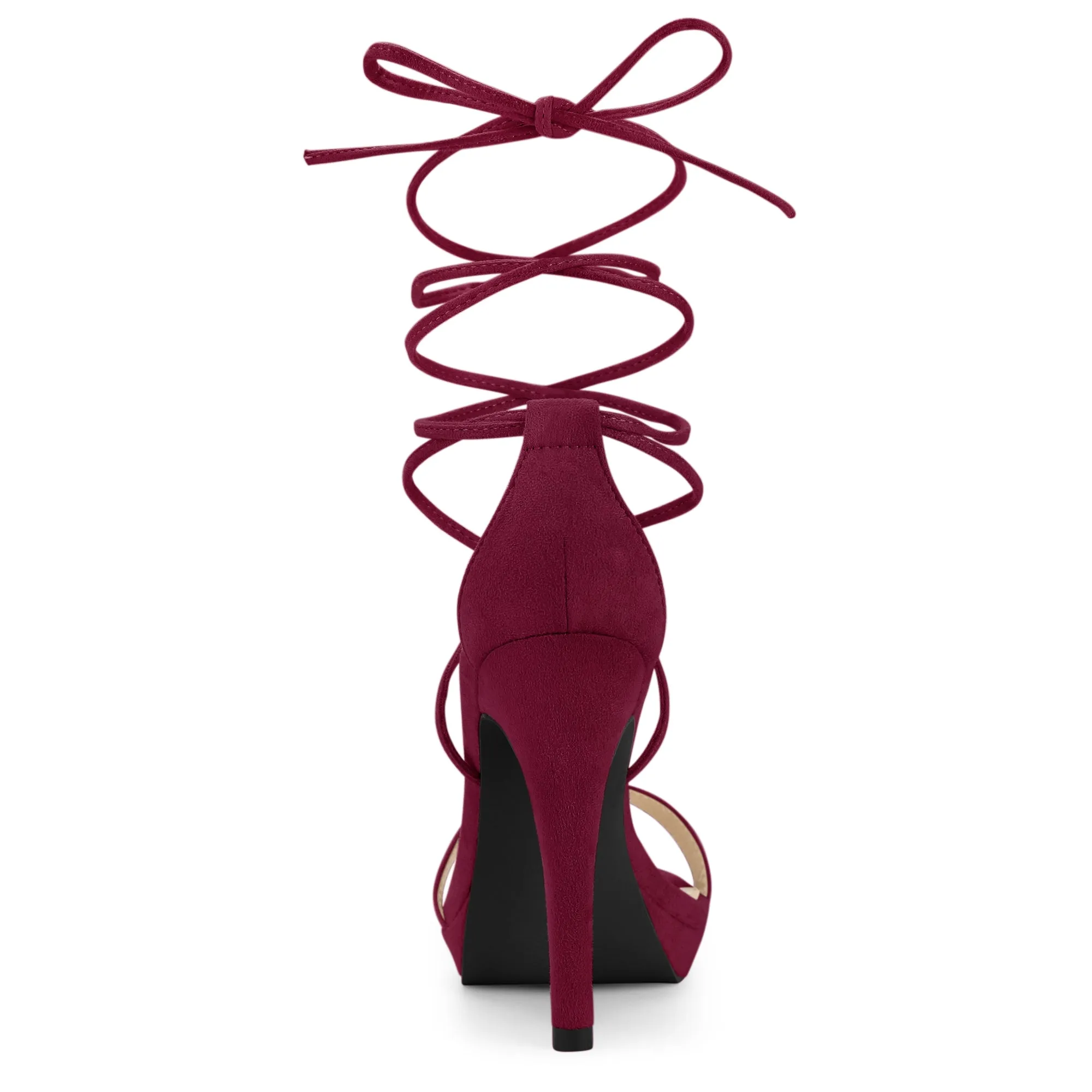 Faux Suede Platform Stiletto Heel Lace Up Sandals