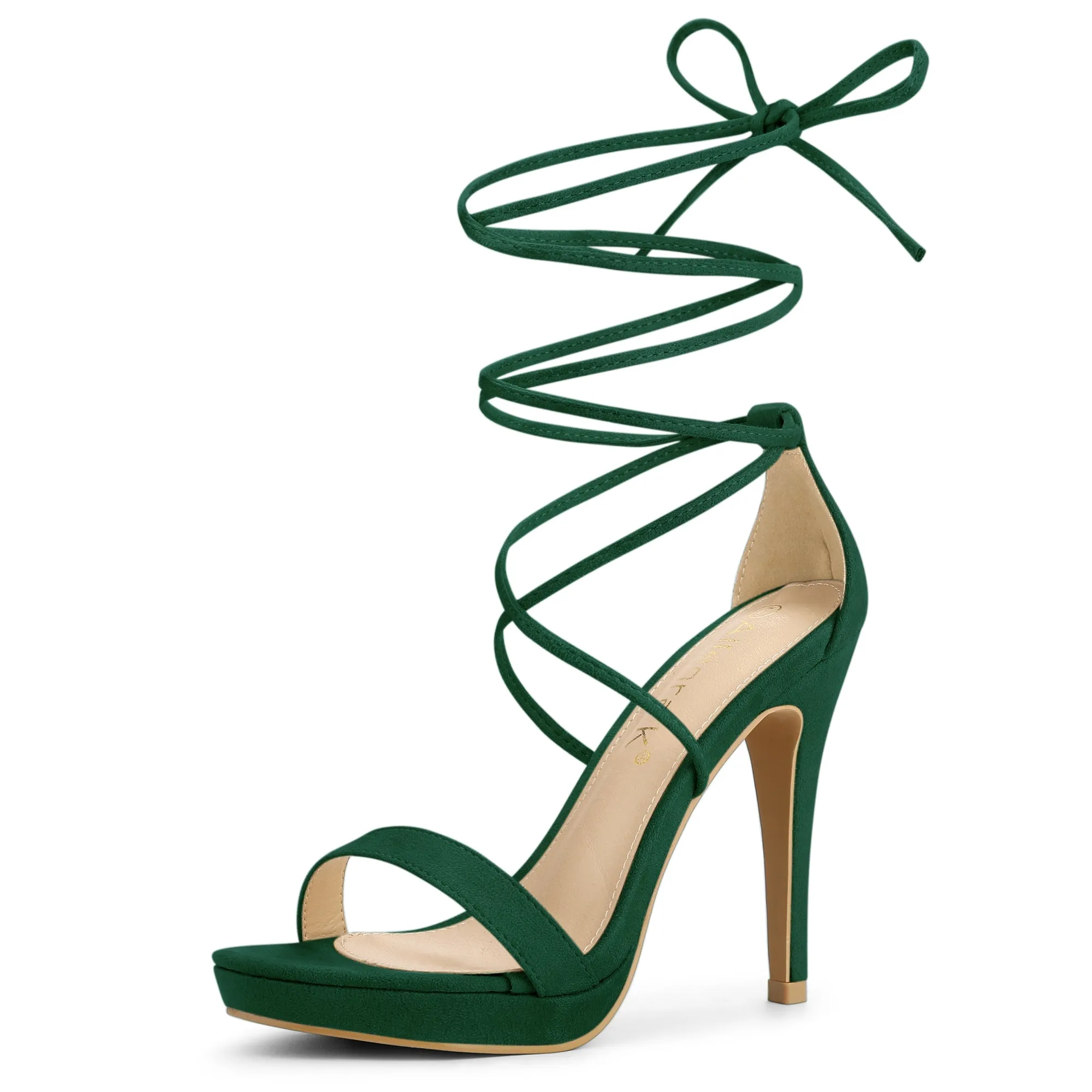 Faux Suede Platform Stiletto Heel Lace Up Sandals