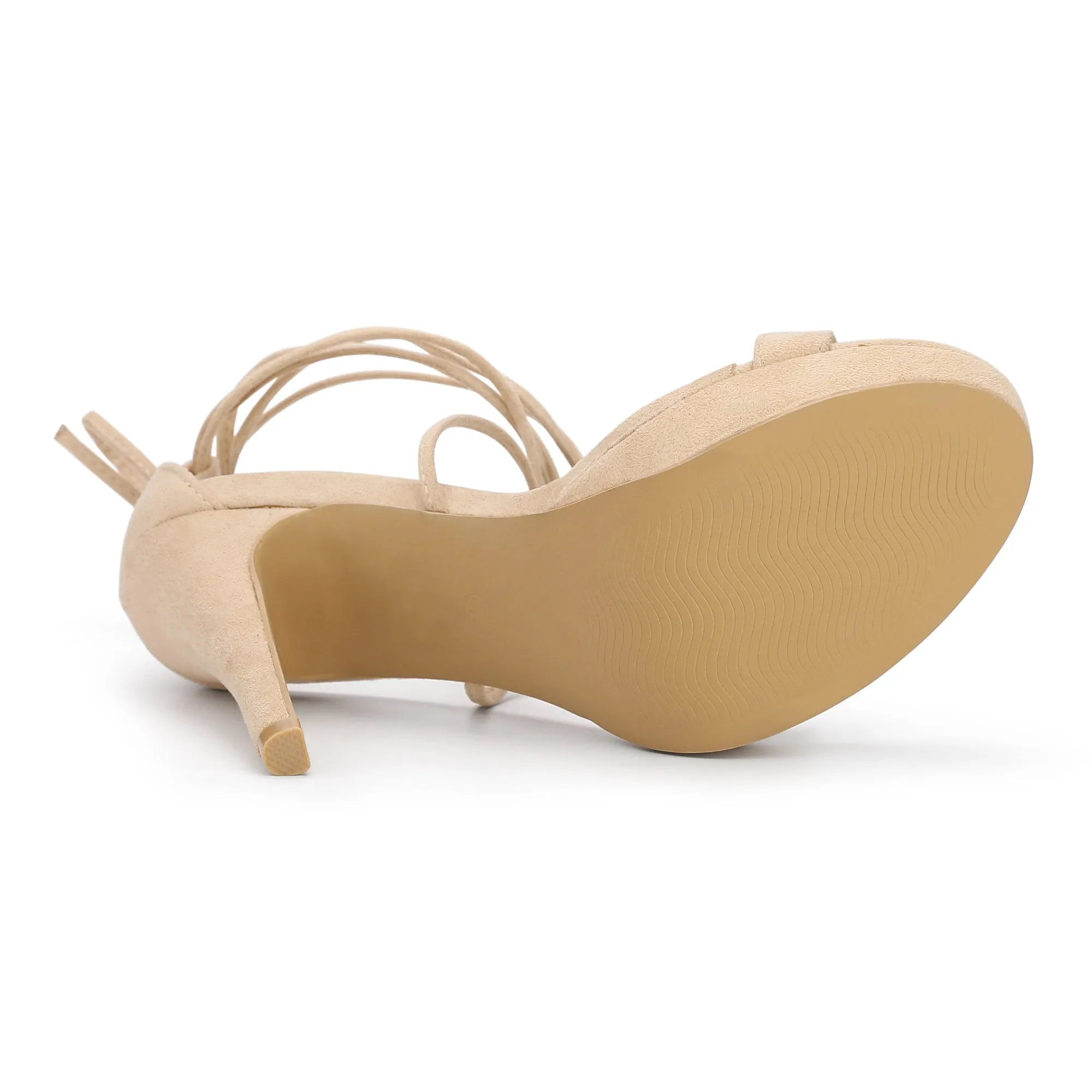 Faux Suede Platform Stiletto Heel Lace Up Sandals