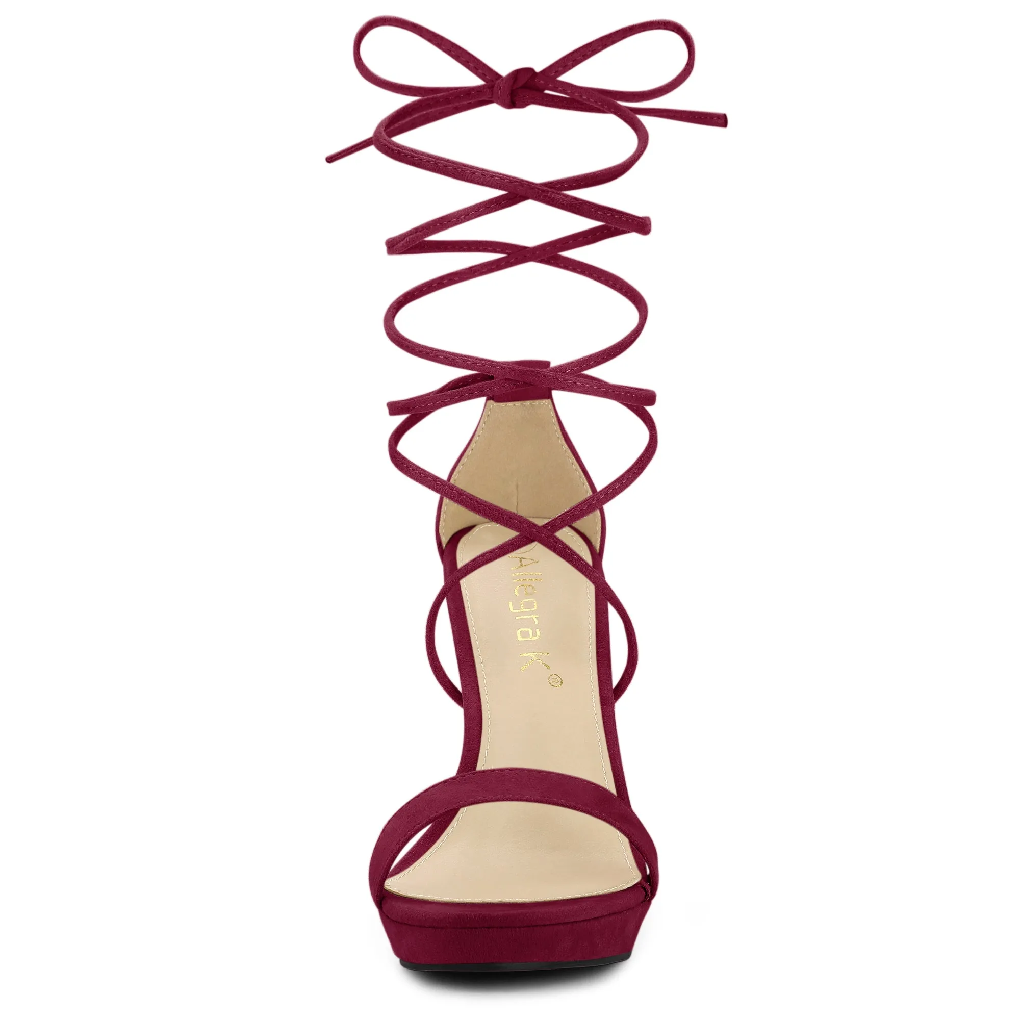Faux Suede Platform Stiletto Heel Lace Up Sandals