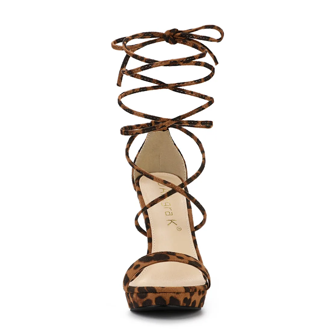 Faux Suede Platform Stiletto Heel Lace Up Sandals