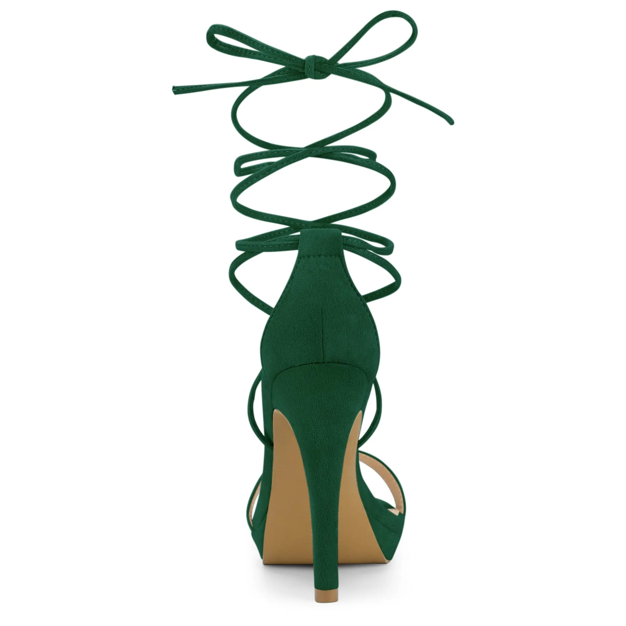 Faux Suede Platform Stiletto Heel Lace Up Sandals