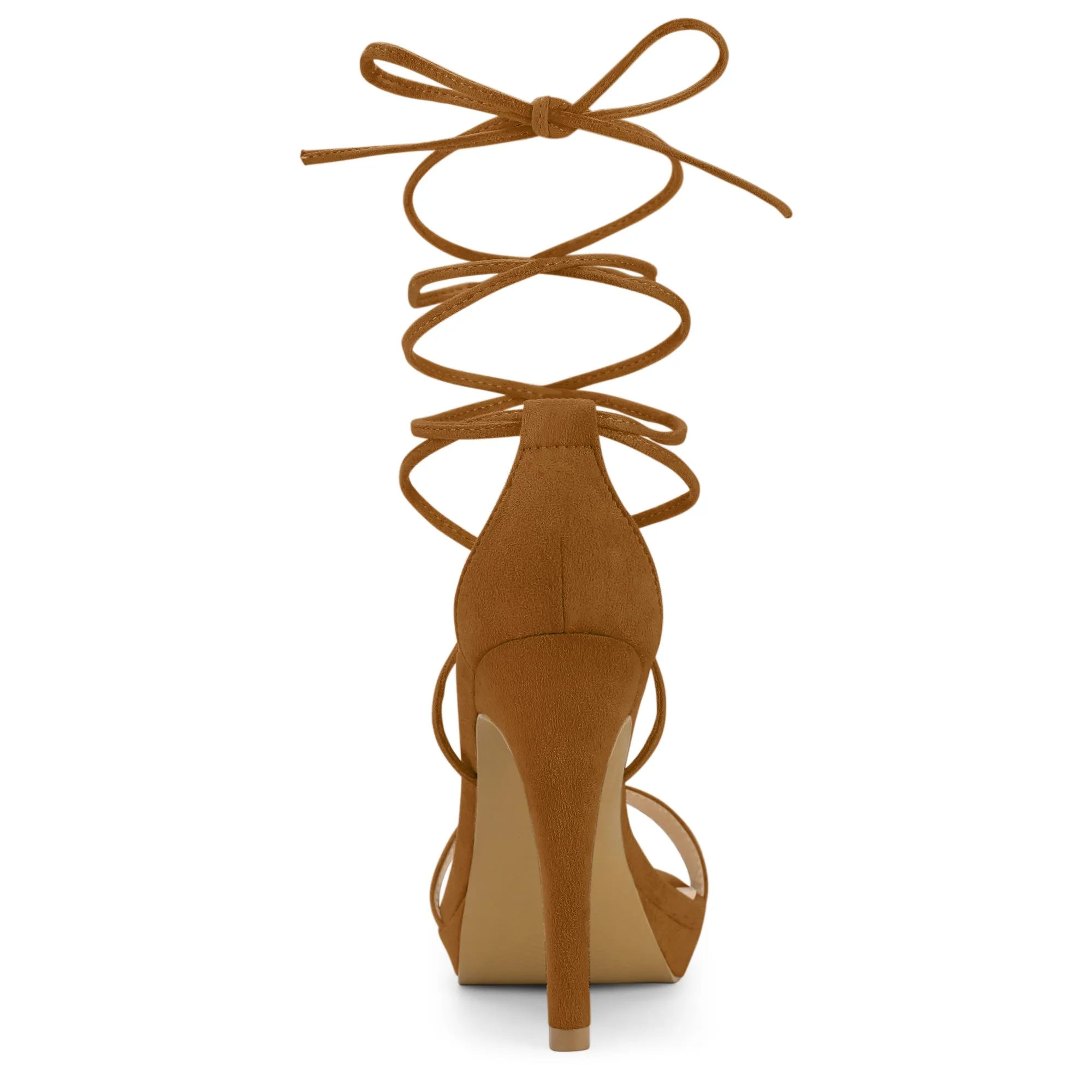 Faux Suede Platform Stiletto Heel Lace Up Sandals