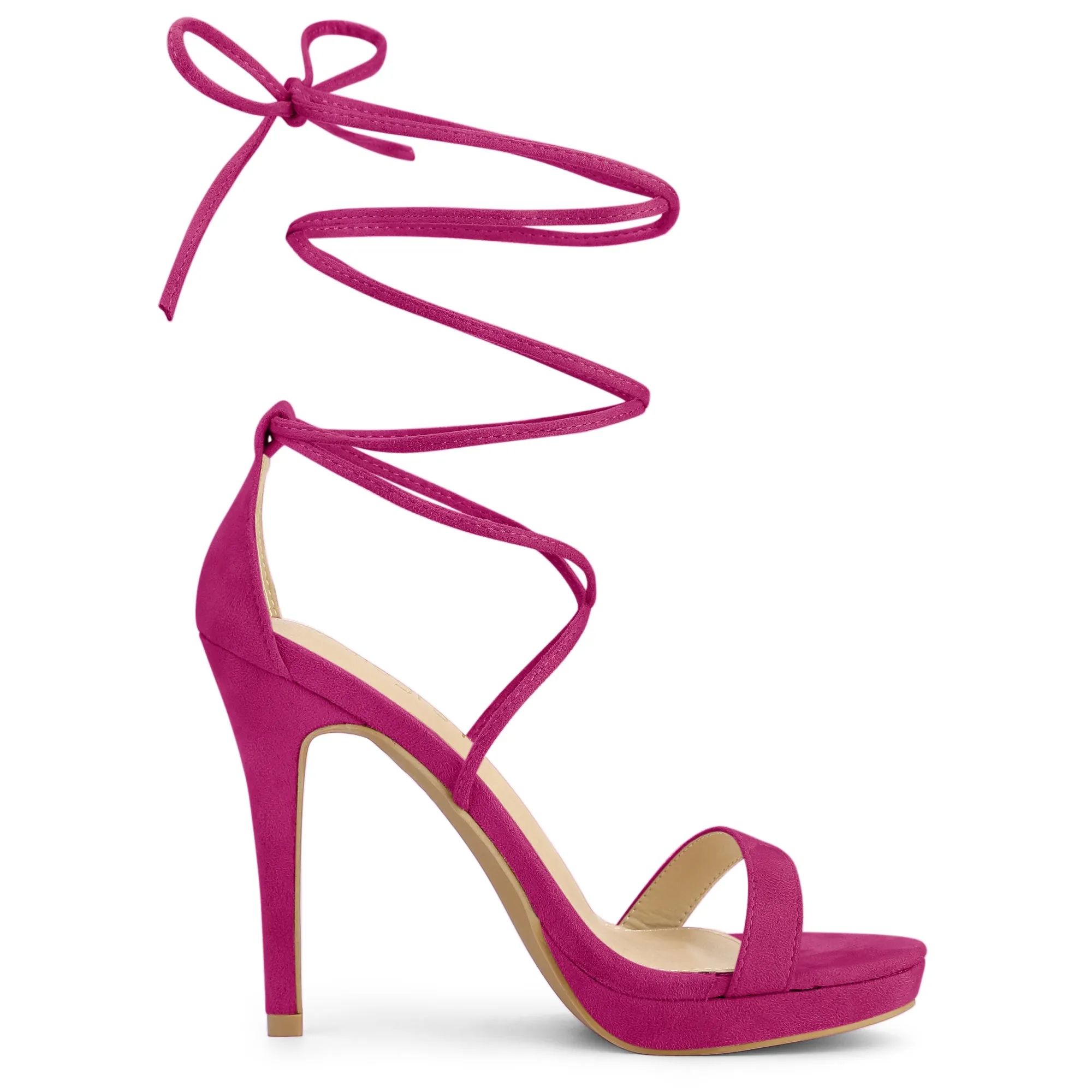 Faux Suede Platform Stiletto Heel Lace Up Sandals