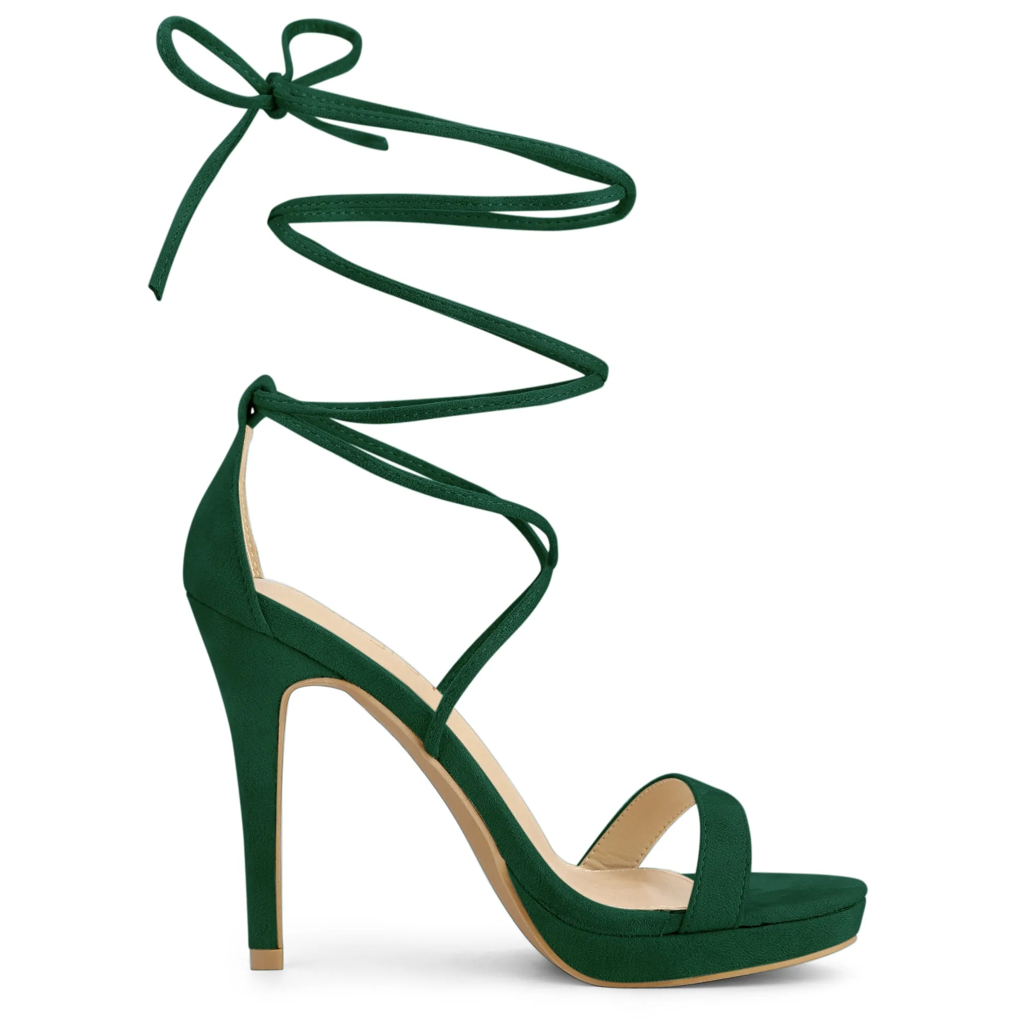 Faux Suede Platform Stiletto Heel Lace Up Sandals
