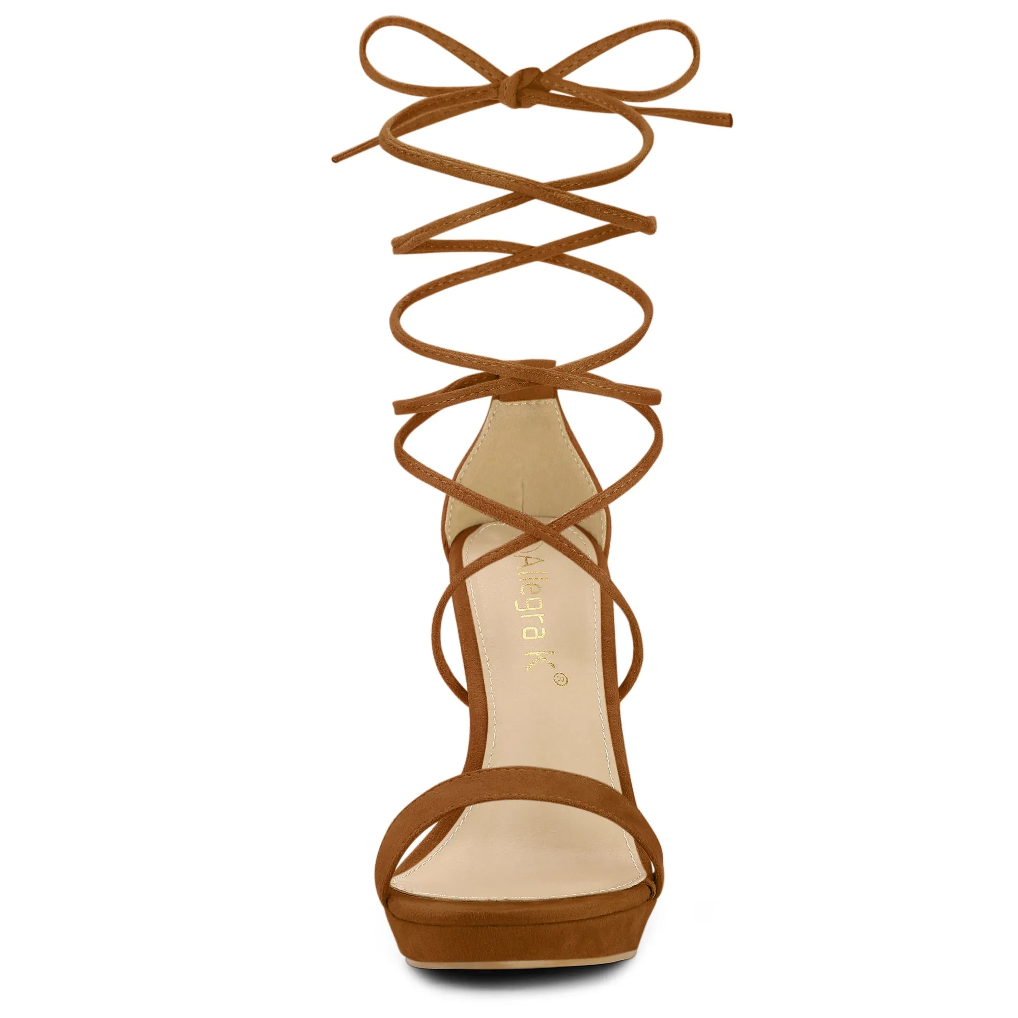 Faux Suede Platform Stiletto Heel Lace Up Sandals