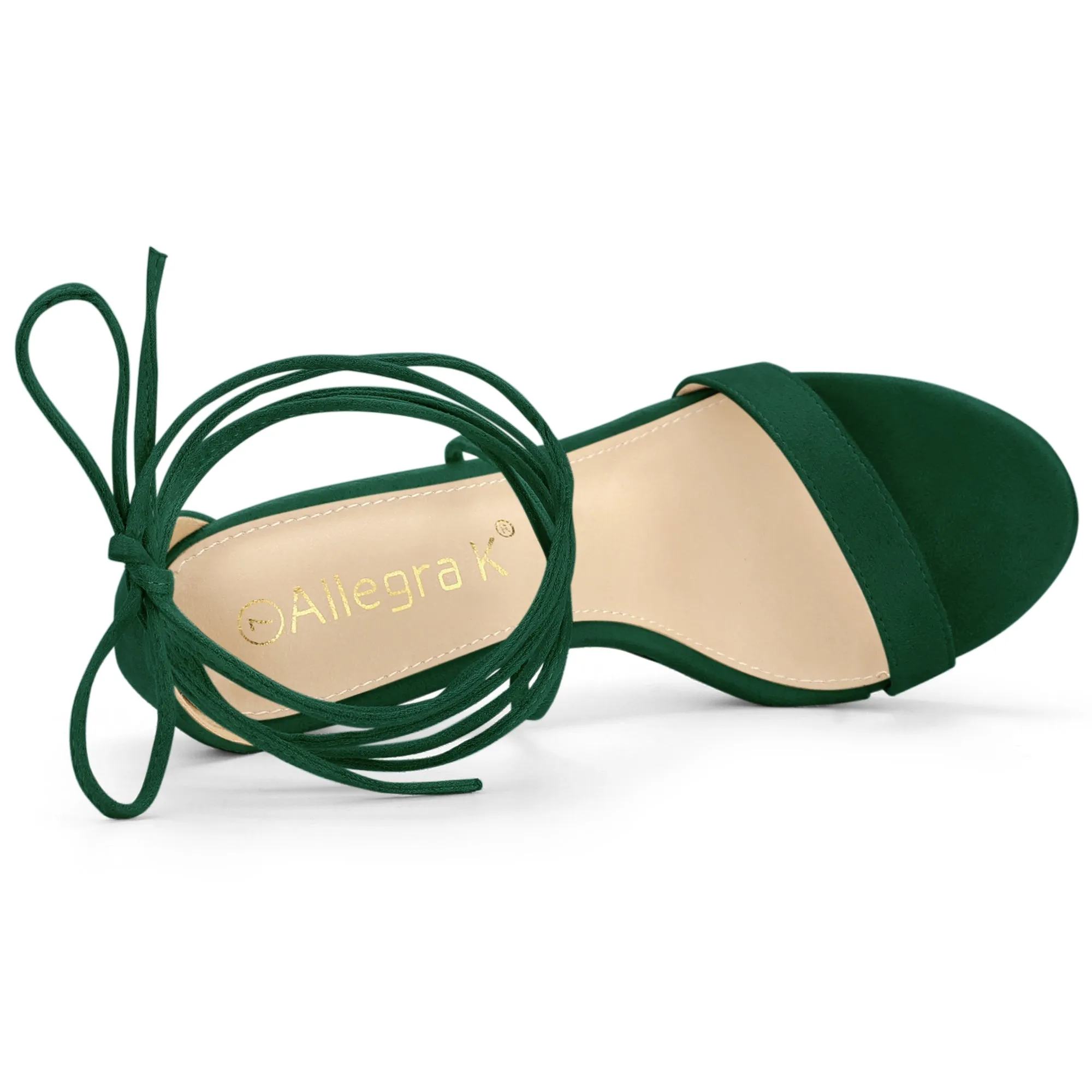 Faux Suede Platform Stiletto Heel Lace Up Sandals