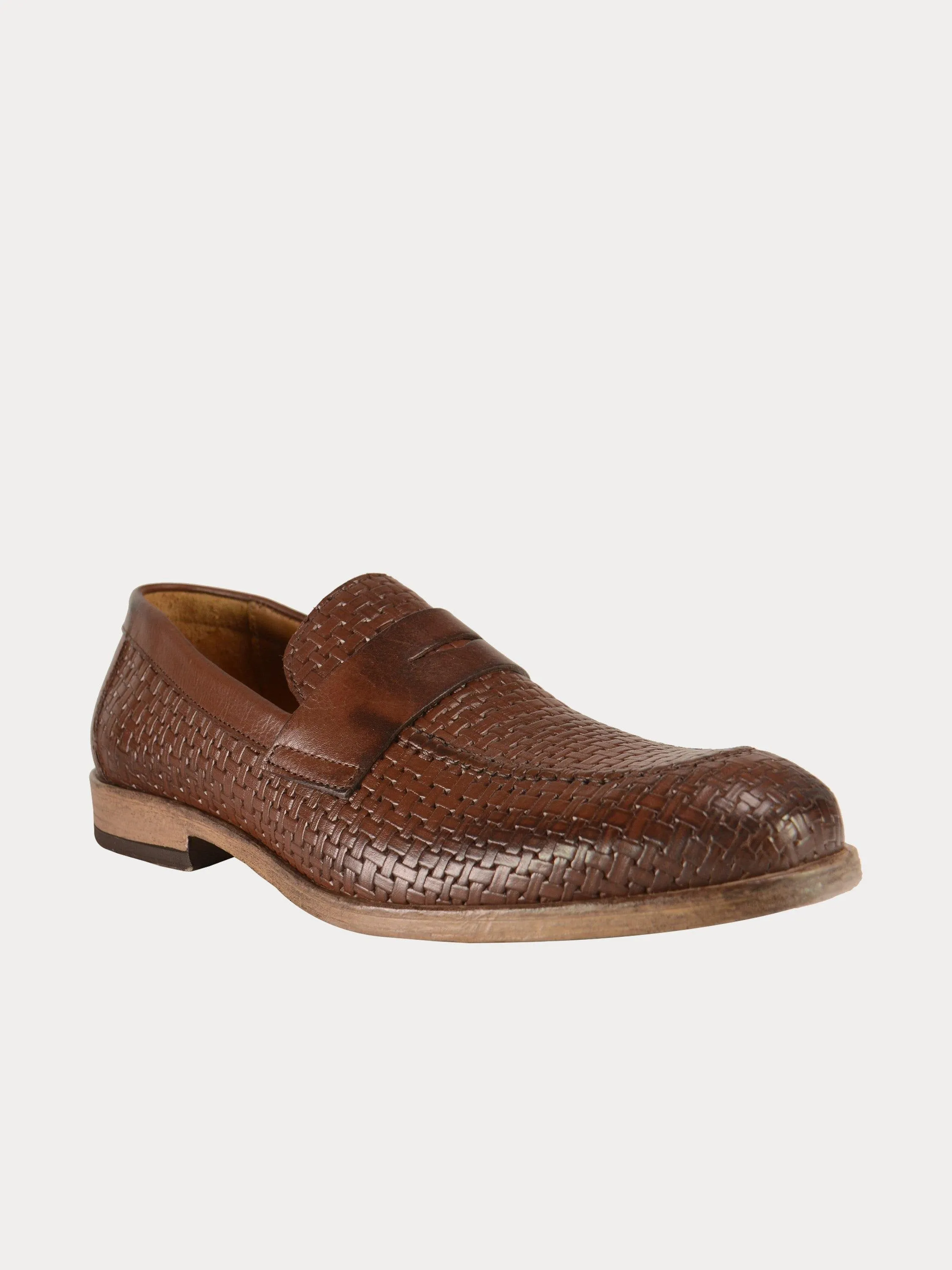 Franzini Men's Weave Detailed Formal Leather Shoes