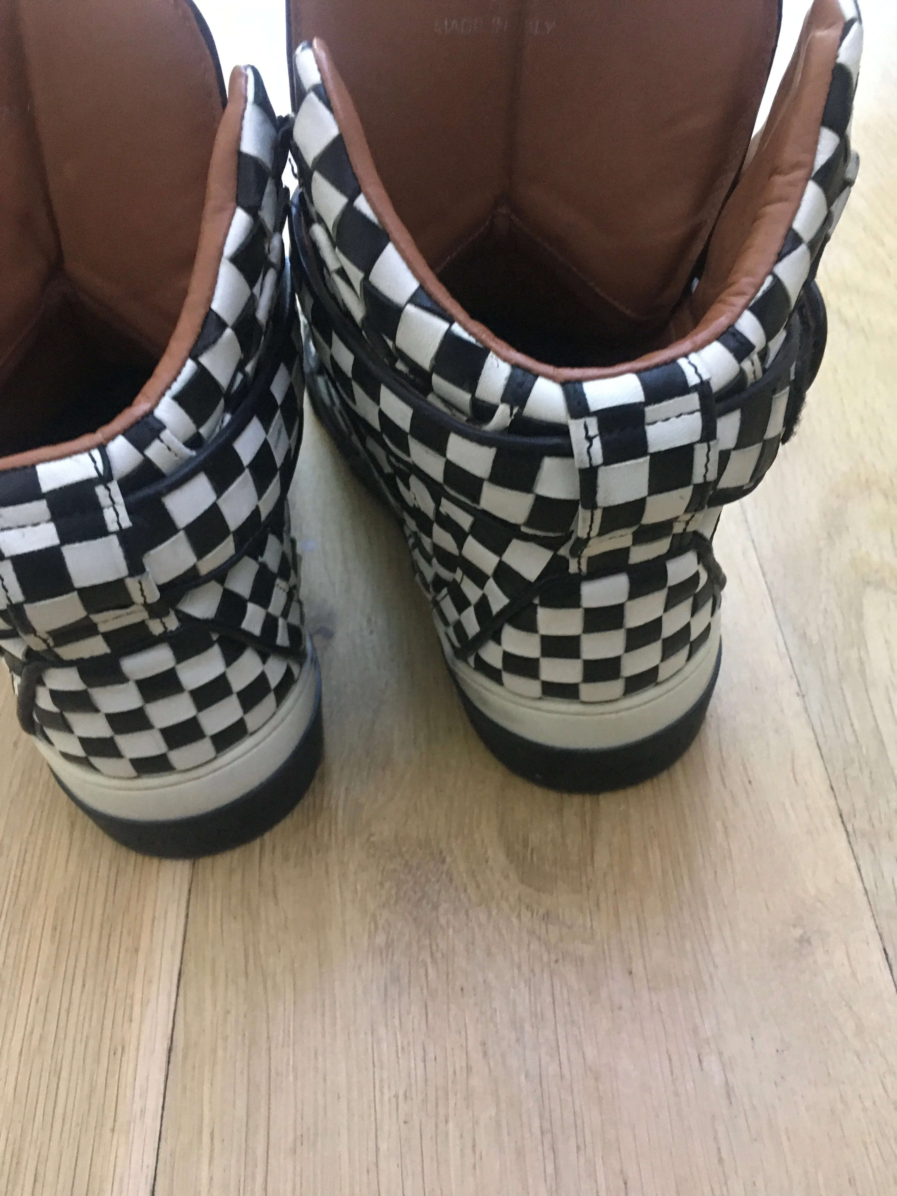 Givenchy White & Black Woven Leather Check Sneaker Trainers Unisex Justin Bieber Men