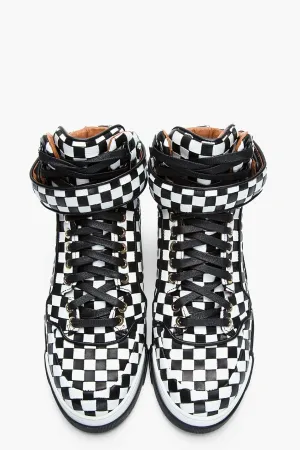 Givenchy White & Black Woven Leather Check Sneaker Trainers Unisex Justin Bieber Men