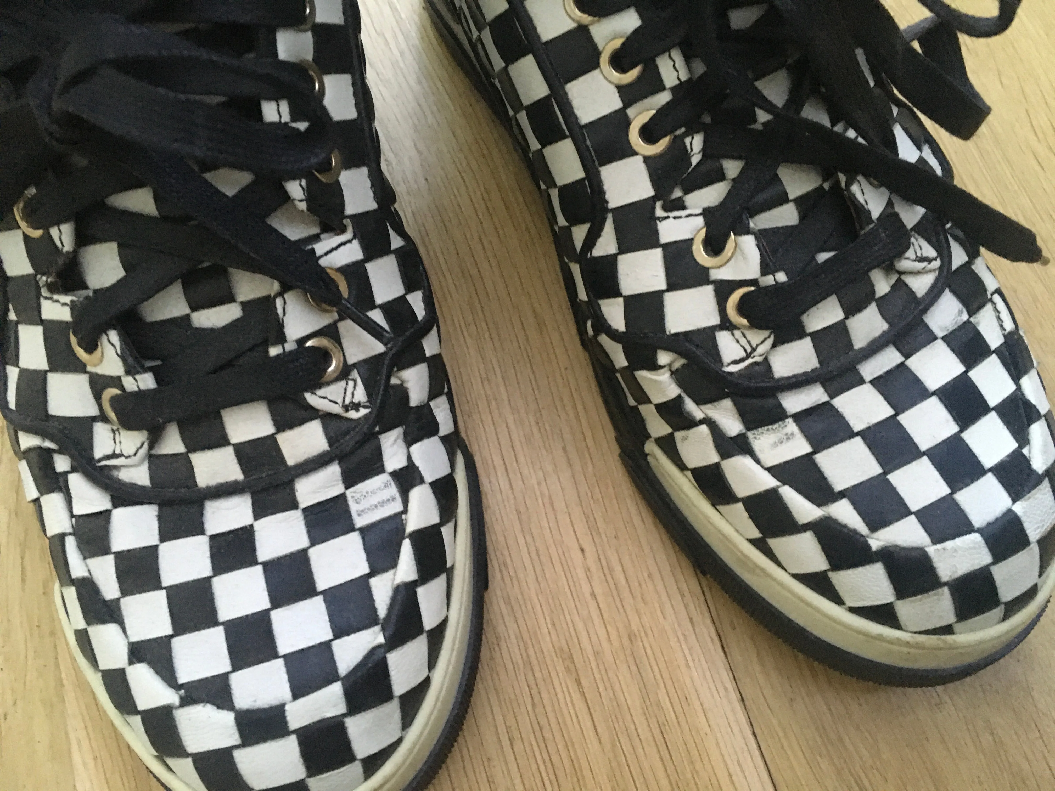 Givenchy White & Black Woven Leather Check Sneaker Trainers Unisex Justin Bieber Men