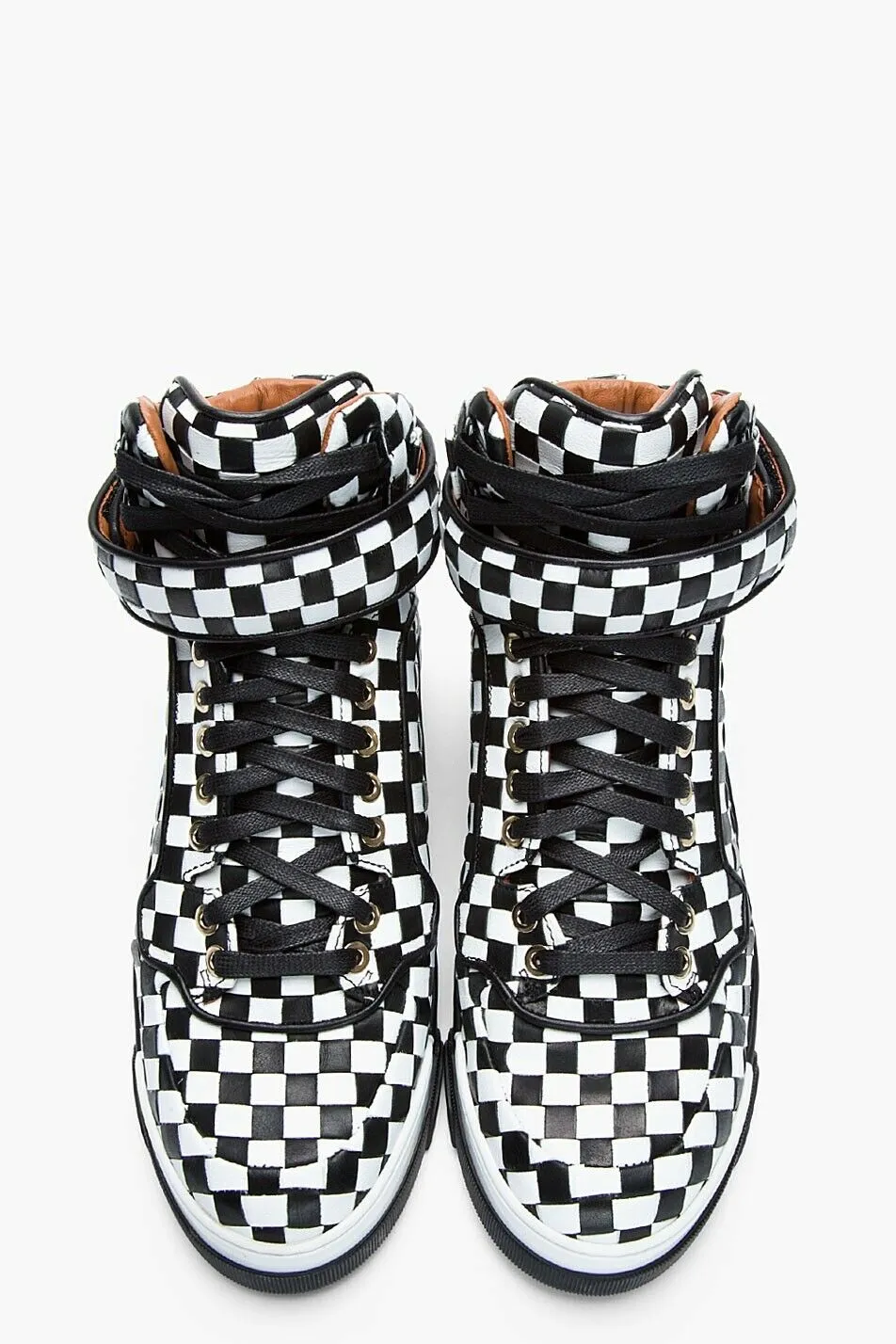Givenchy White & Black Woven Leather Check Sneaker Trainers Unisex Justin Bieber Men
