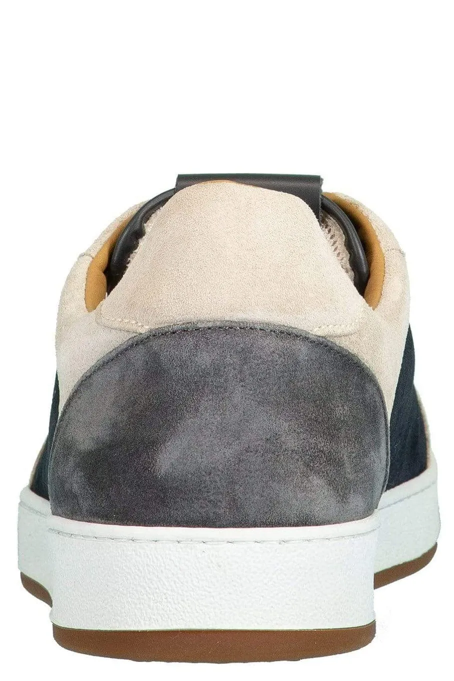 Grey and Navy Mixed Media Low Top Sneaker