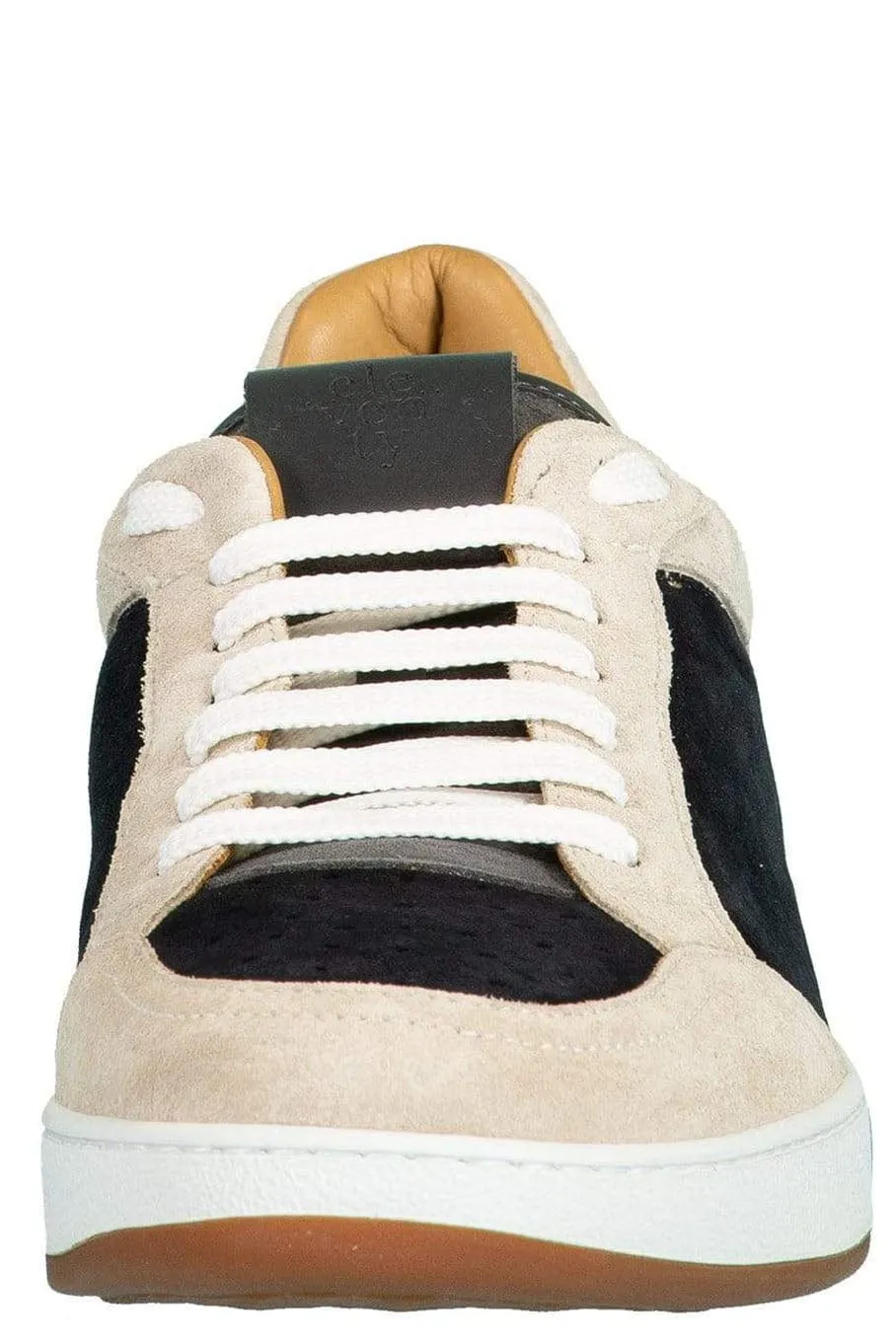 Grey and Navy Mixed Media Low Top Sneaker