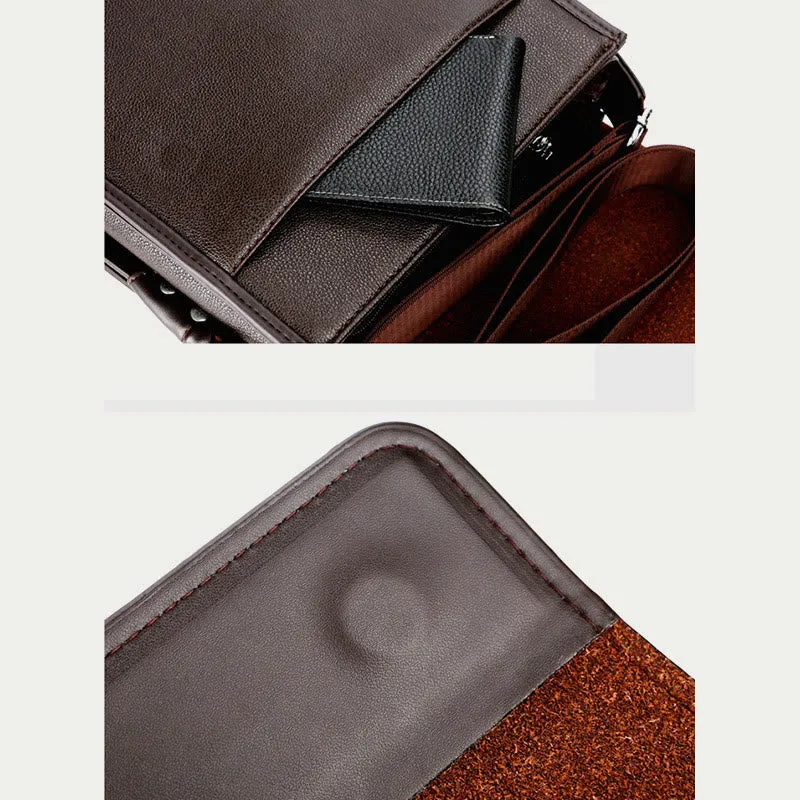 Men's Small Leather Messenger Bag Shoulder Bag Casual Wallet Handbag Messenger Bag