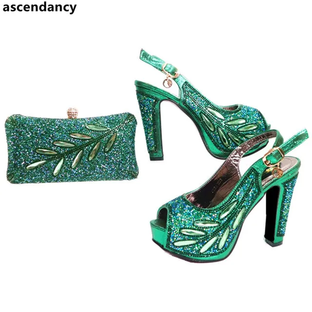 New Arrival Shoes and Bag Set Decorated with Rhinestone