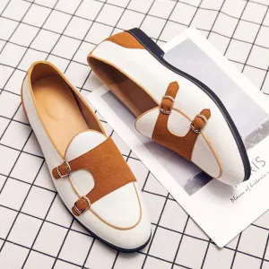 New Style Men's Loafers Personality Contrast Color Stitching Small Leather Shoe Covers Baotou Men's Casual Shoes Large Size 48