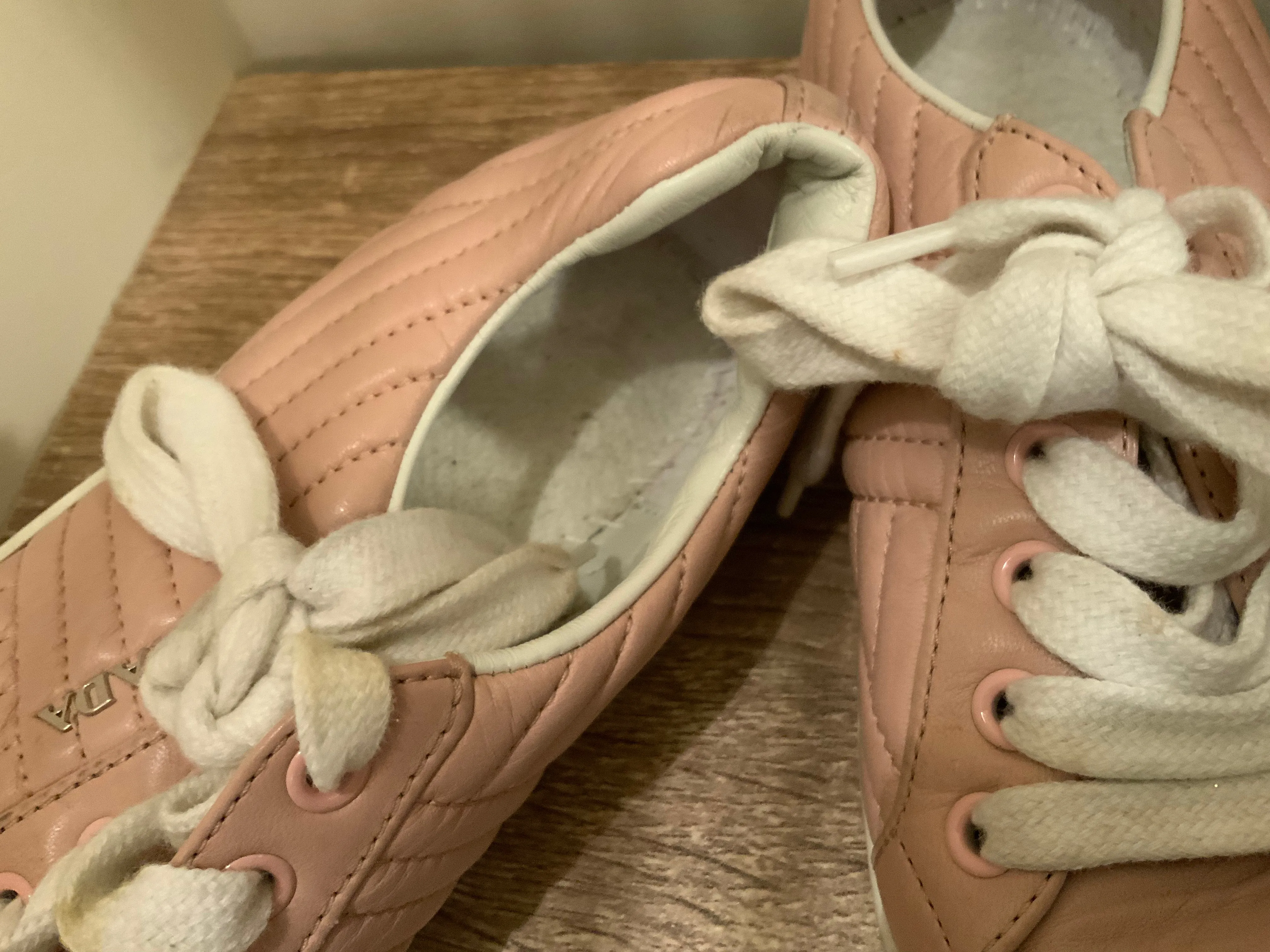 PRADA Leather Pink Round-Toe Sneakers Trainers 36 UK 3 US 6 ladies
