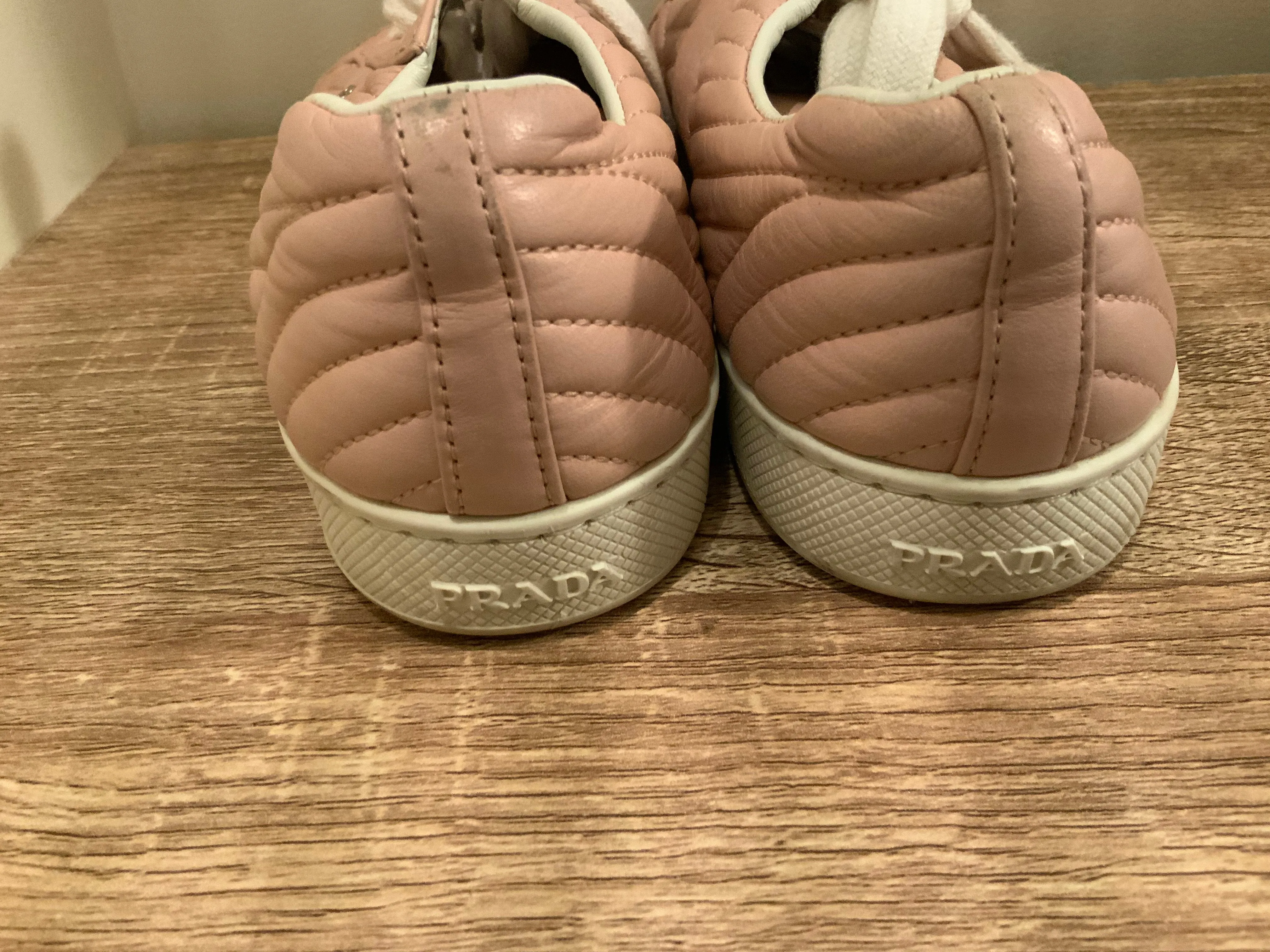 PRADA Leather Pink Round-Toe Sneakers Trainers 36 UK 3 US 6 ladies