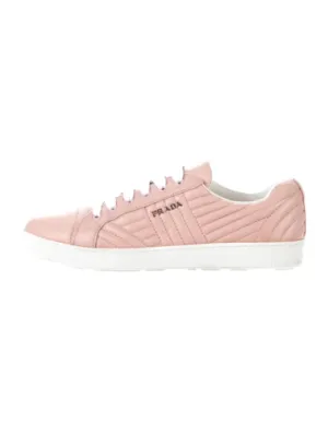 PRADA Leather Pink Round-Toe Sneakers Trainers 36 UK 3 US 6 ladies
