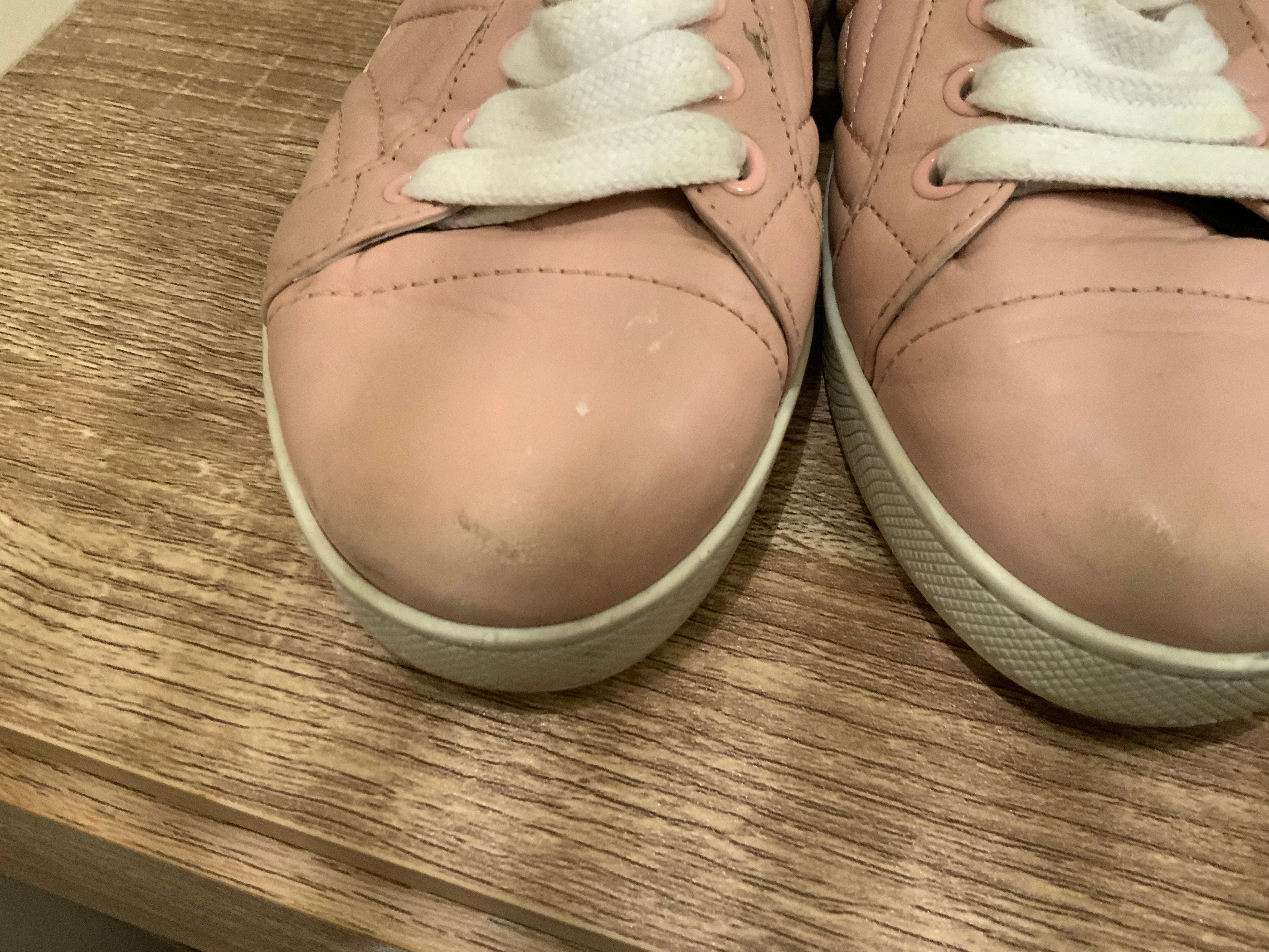 PRADA Leather Pink Round-Toe Sneakers Trainers 36 UK 3 US 6 ladies