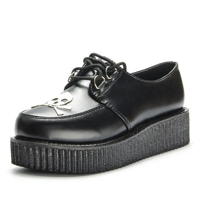 Skull Leather PU autumn Creepers shoes plus size 35-41 women Shoes