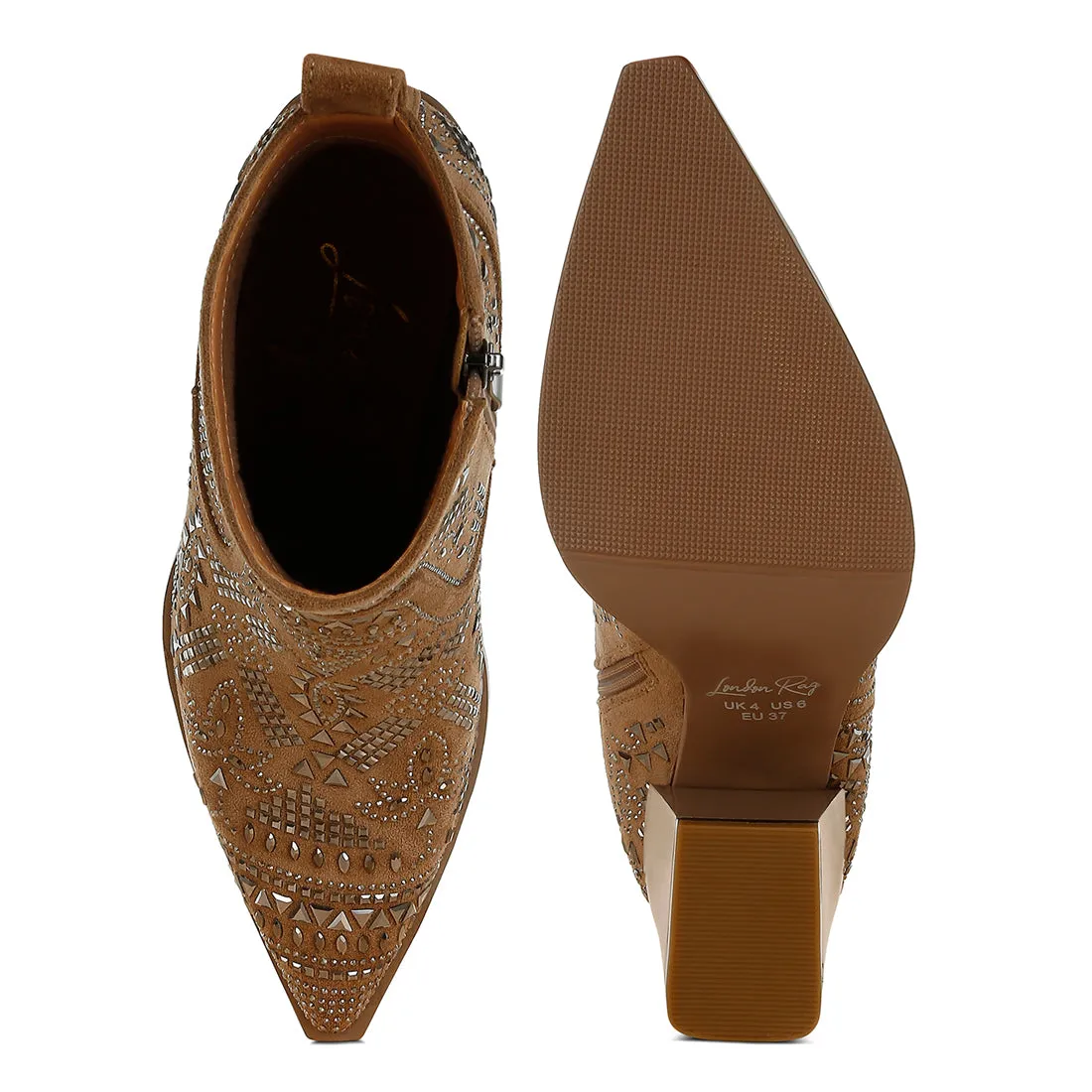 Stud Embellished Ankle Boots