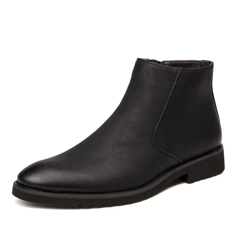 The Chiaro3 - Ankle Leather Boots for Men with a Zipper