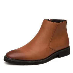 The Chiaro3 - Ankle Leather Boots for Men with a Zipper