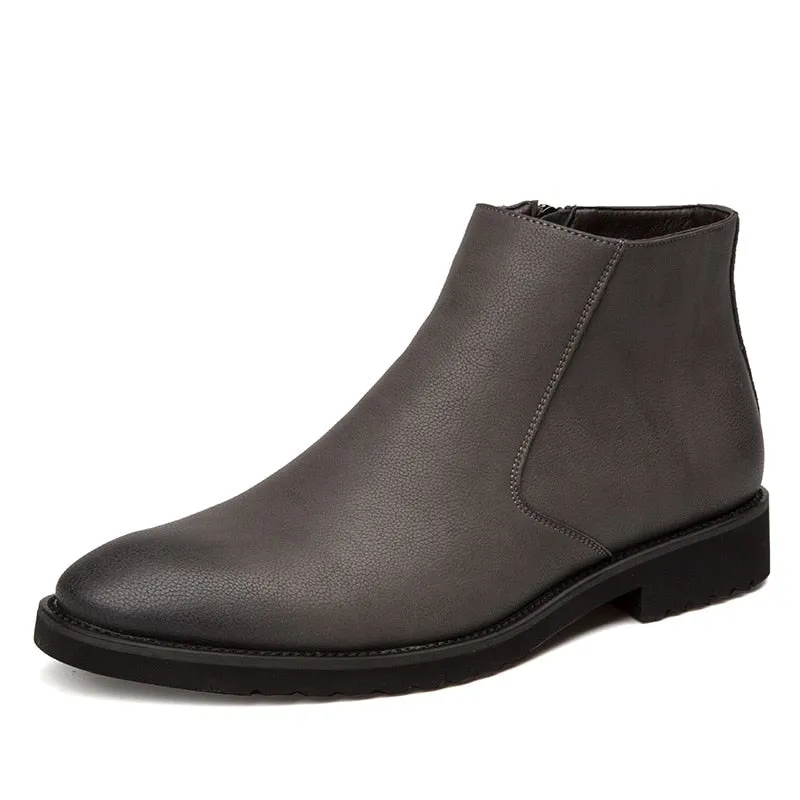 The Chiaro3 - Ankle Leather Boots for Men with a Zipper