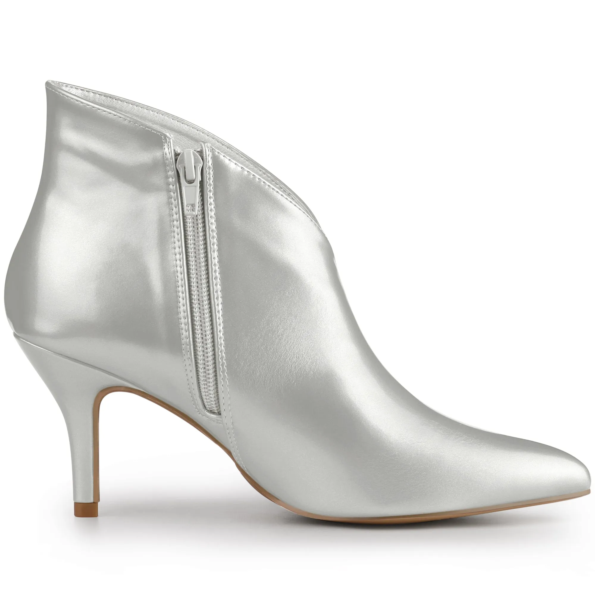 V Shape Pointed Toe Stiletto Heel Ankle Boots