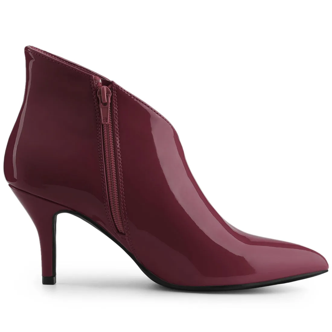 V Shape Pointed Toe Stiletto Heel Ankle Boots
