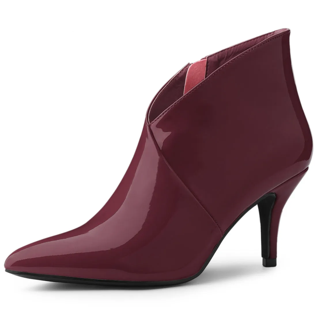 V Shape Pointed Toe Stiletto Heel Ankle Boots