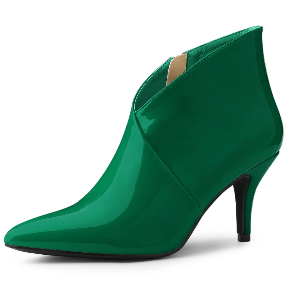 V Shape Pointed Toe Stiletto Heel Ankle Boots