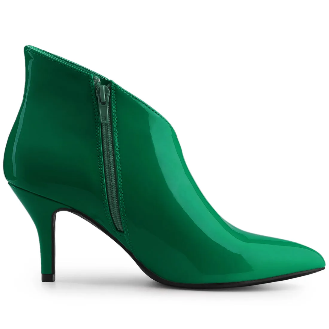 V Shape Pointed Toe Stiletto Heel Ankle Boots