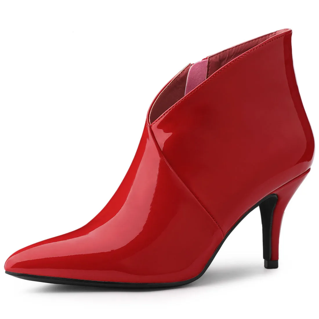 V Shape Pointed Toe Stiletto Heel Ankle Boots