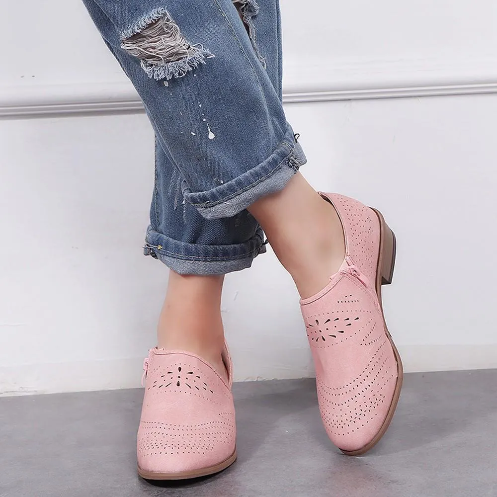 Vintage Chunky Low Heels Booties