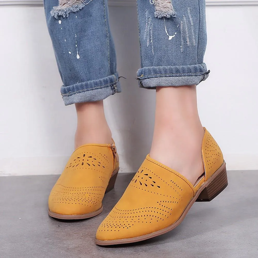 Vintage Chunky Low Heels Booties