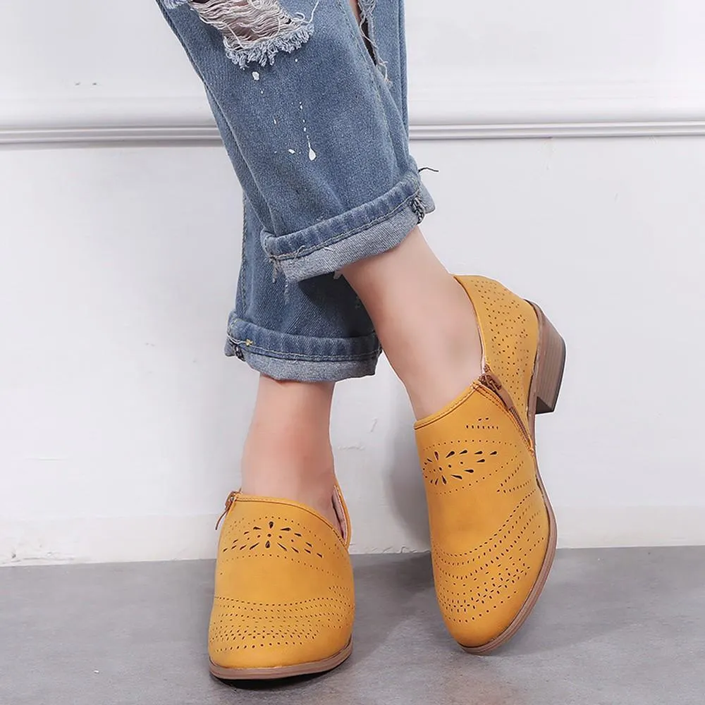 Vintage Chunky Low Heels Booties