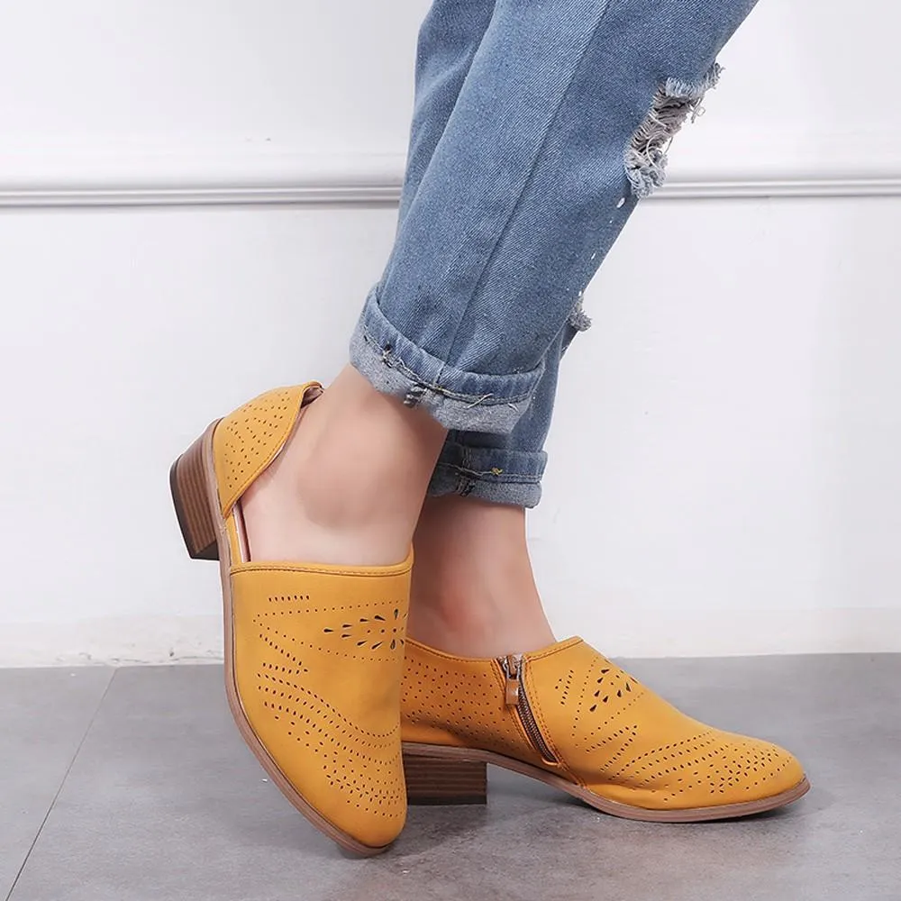 Vintage Chunky Low Heels Booties