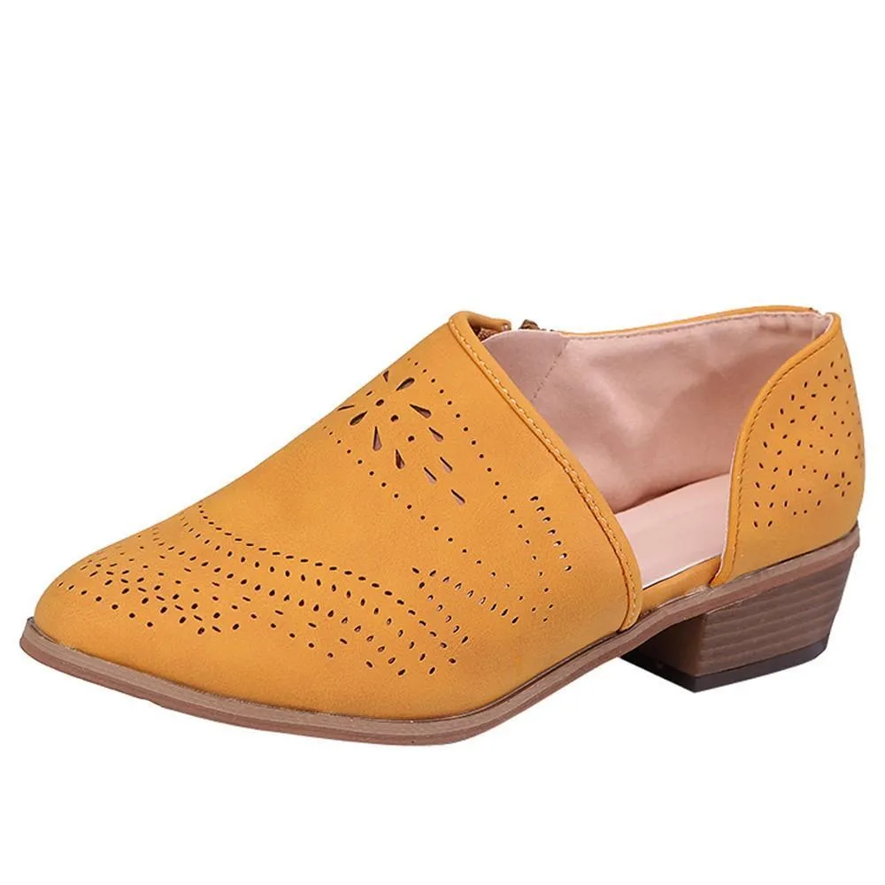 Vintage Chunky Low Heels Booties