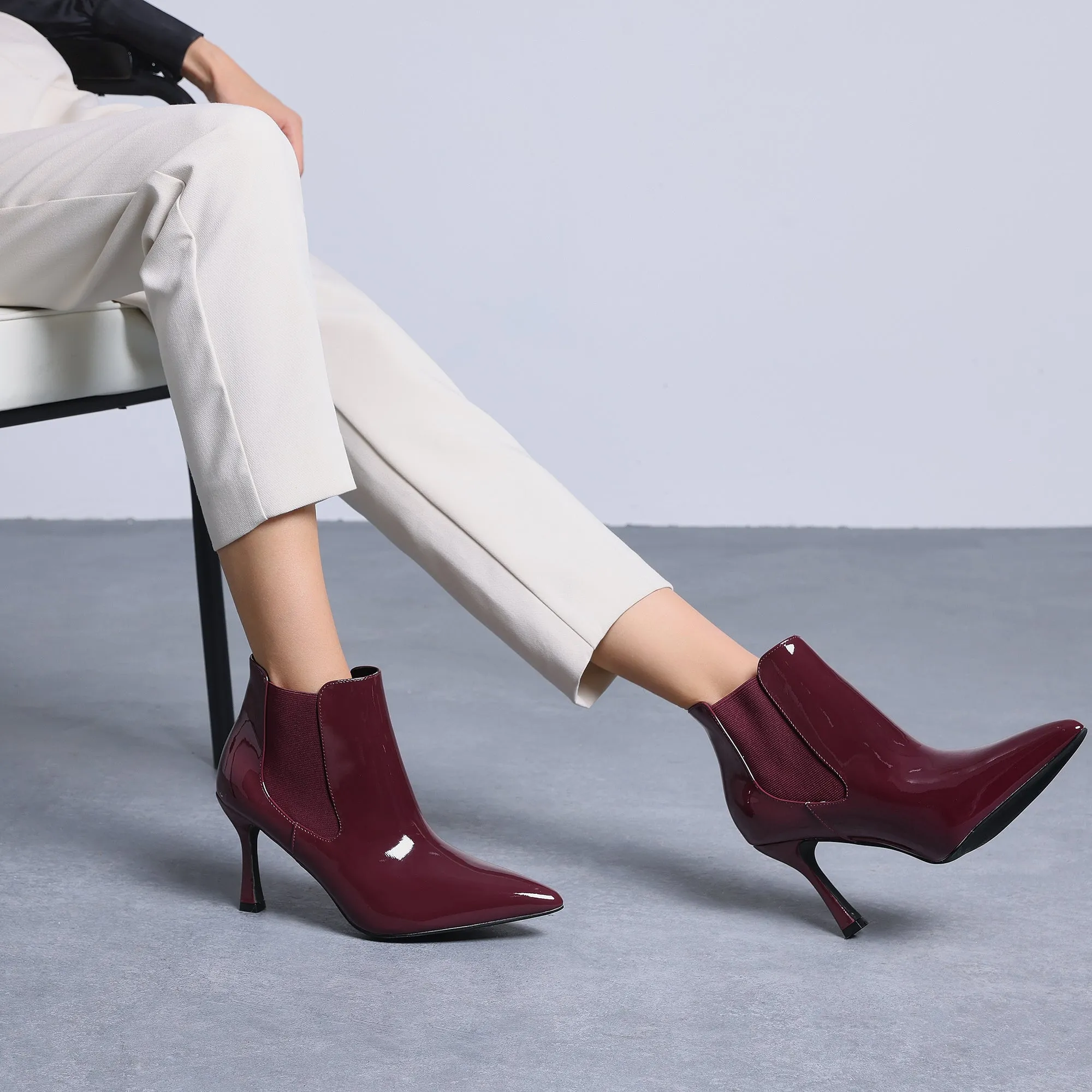 Women's Pointed Toe Stiletto Heels Chelsea Ankle Booties