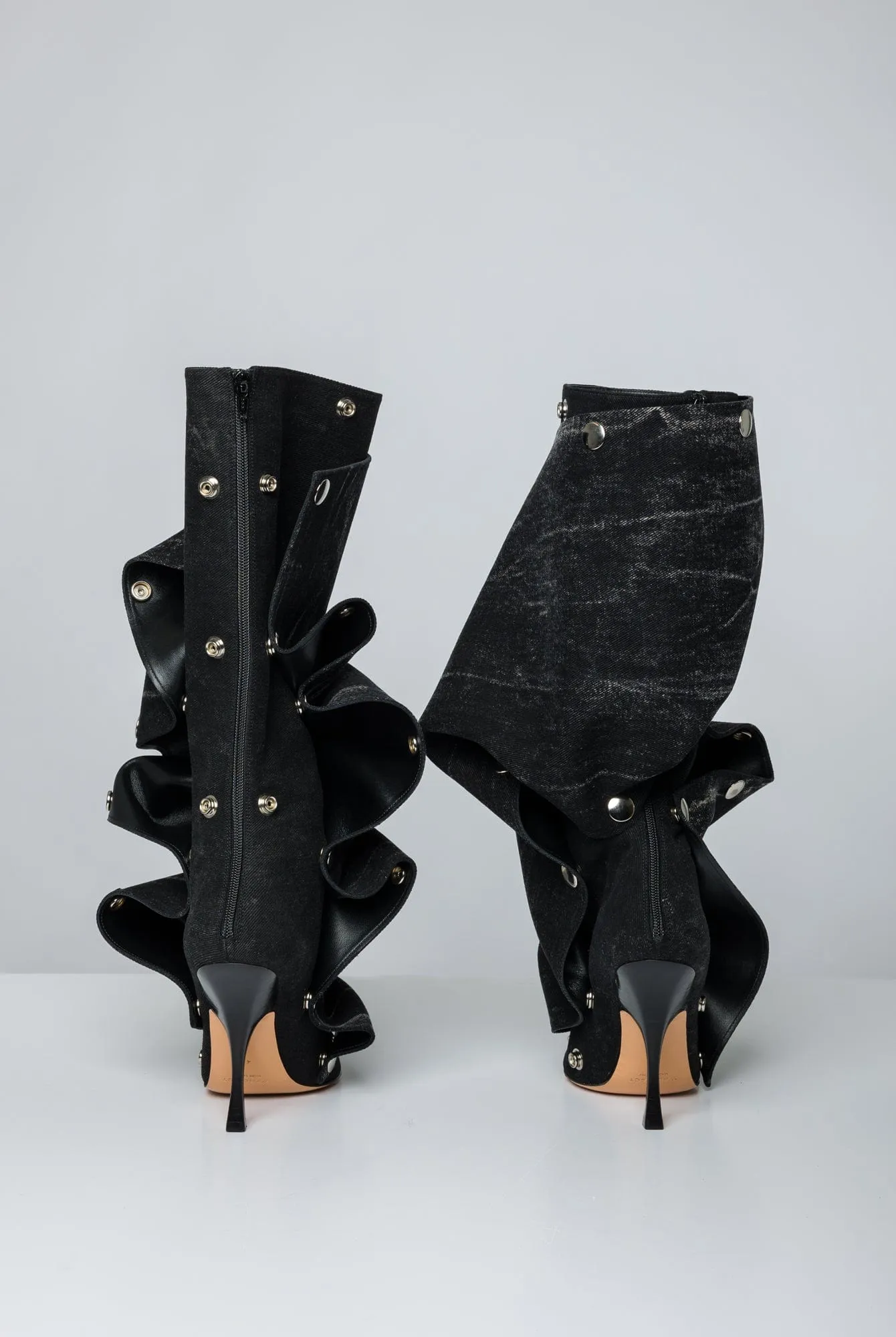 Y/Project Snap Boots in Black Vertical Whiskers