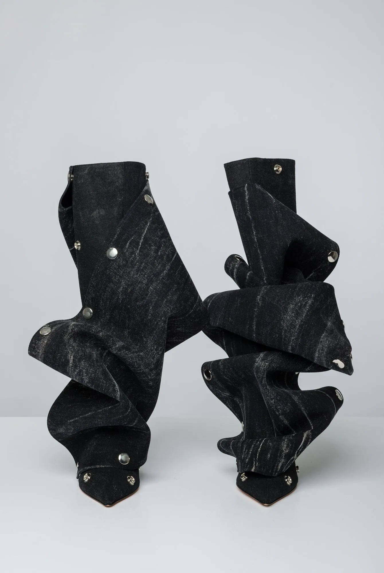 Y/Project Snap Boots in Black Vertical Whiskers