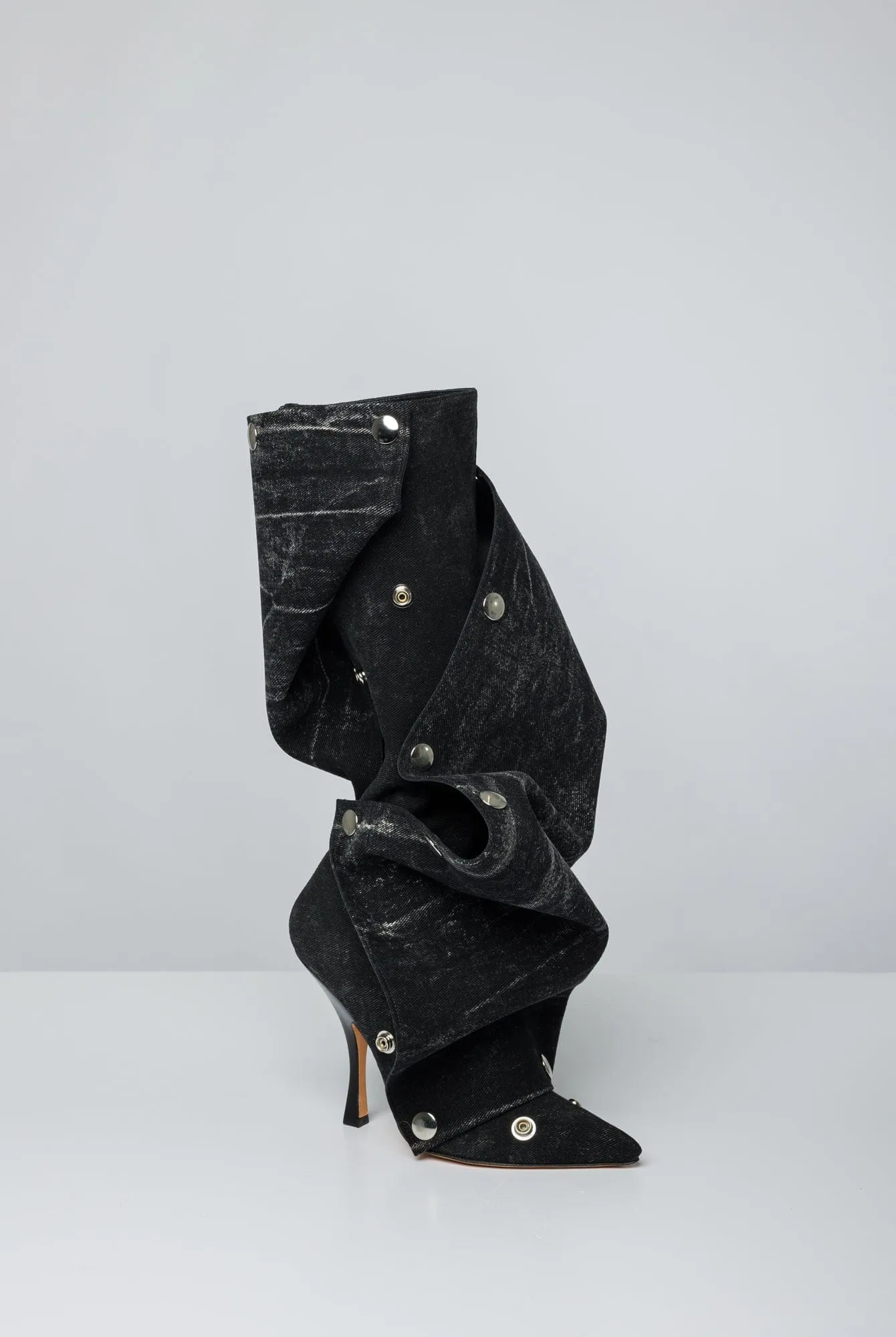 Y/Project Snap Boots in Black Vertical Whiskers