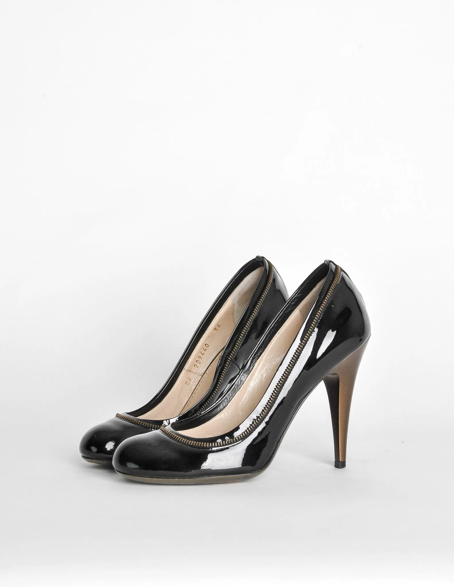 YSL Black Patent Leather Zipper Heels